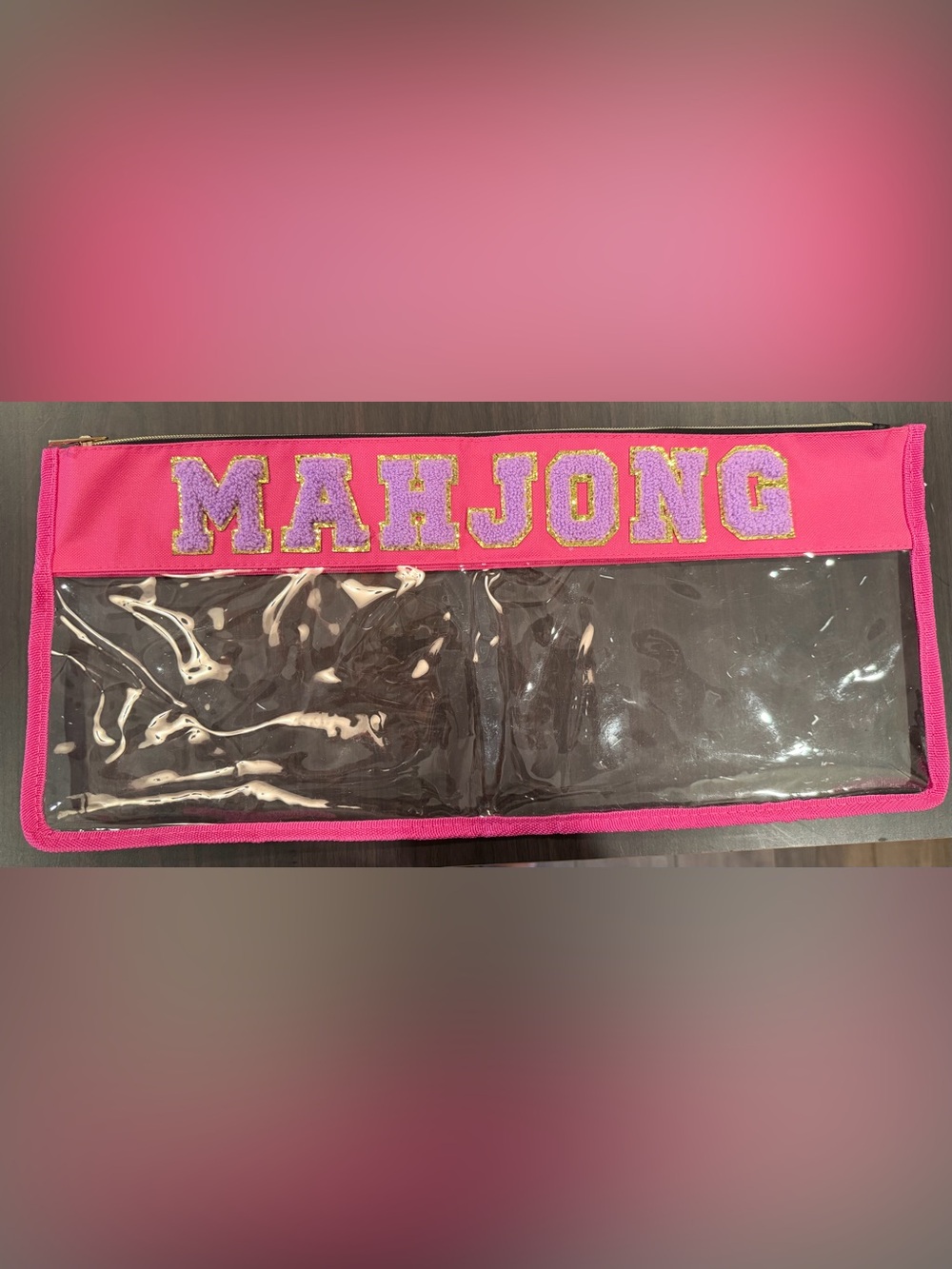 Clear Pink Mahjong Tile Storage Bag